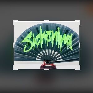 Sickening Black and Green Hand Fan